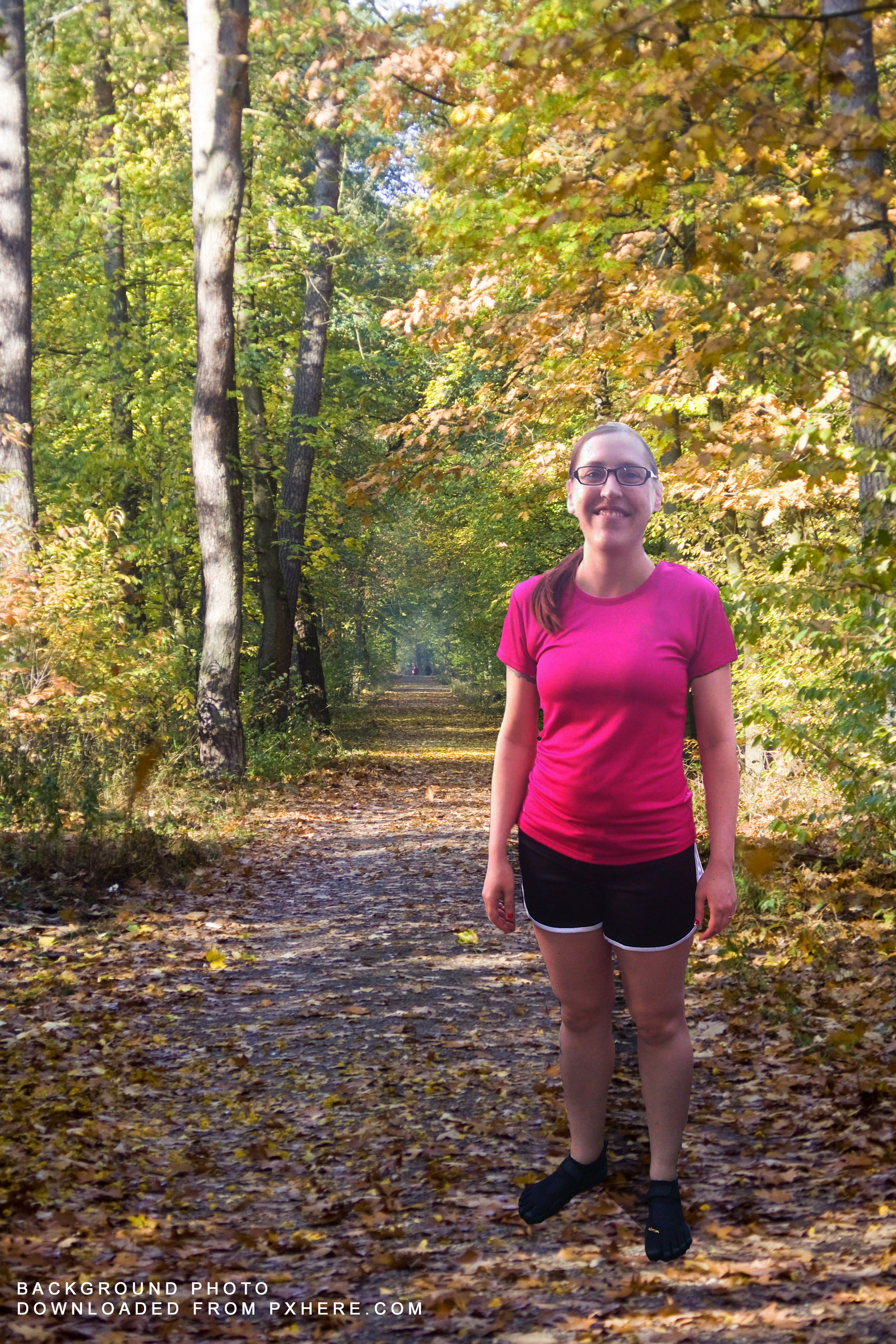 Image composition, woman in forest.